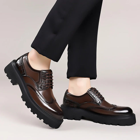 Mens Derby Shoes Height Increase Formal Dress Footwear Casual Leather Oxford Shoes